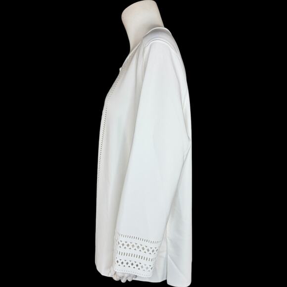 GRAVER Susan Graver LK Fusion Plus Regular Laser Cut Cardigan Cream Petal L - Picture 5 of 13